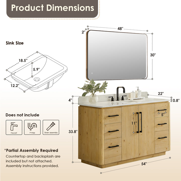 Serene 54" Single Bathroom Vanity