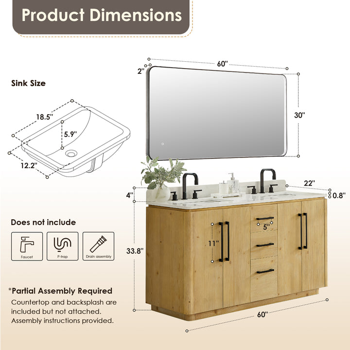Serene 60" Double Bathroom Vanity