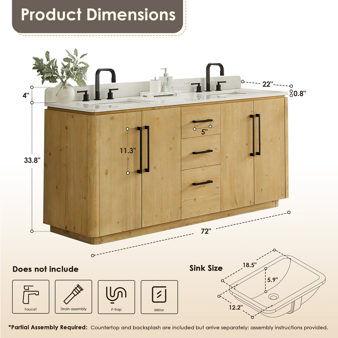 Serene 72" Double Bathroom Vanity