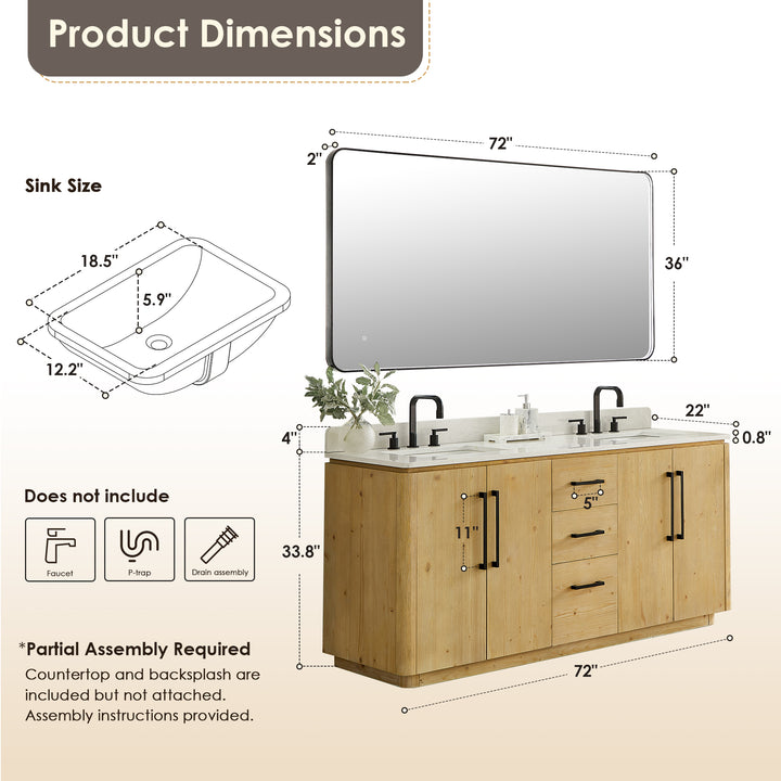 Serene 72" Double Bathroom Vanity