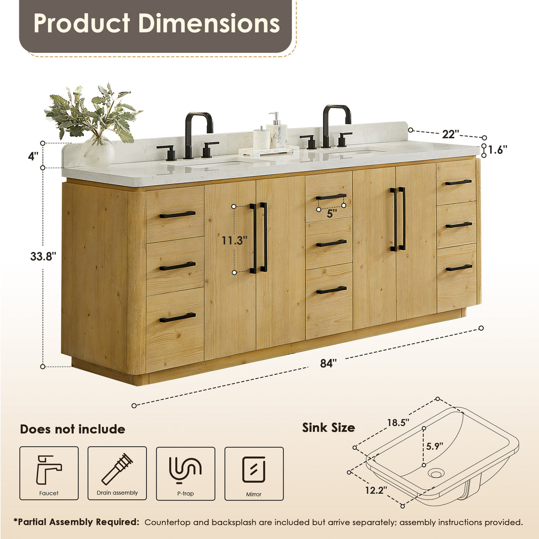 Serene 84" Double Bathroom Vanity