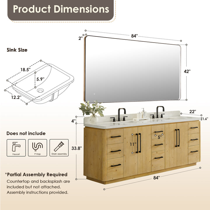 Serene 84" Double Bathroom Vanity
