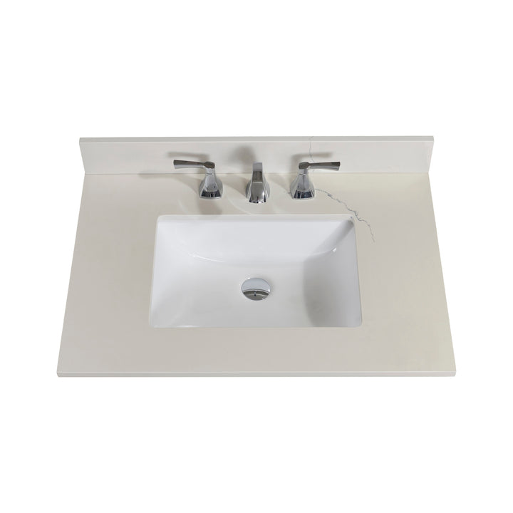 Belluno Composite Stone Vanity Top in Milano White with White Sink