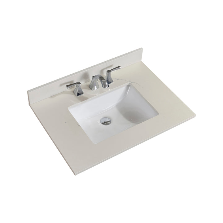Belluno Composite Stone Vanity Top in Milano White with White Sink