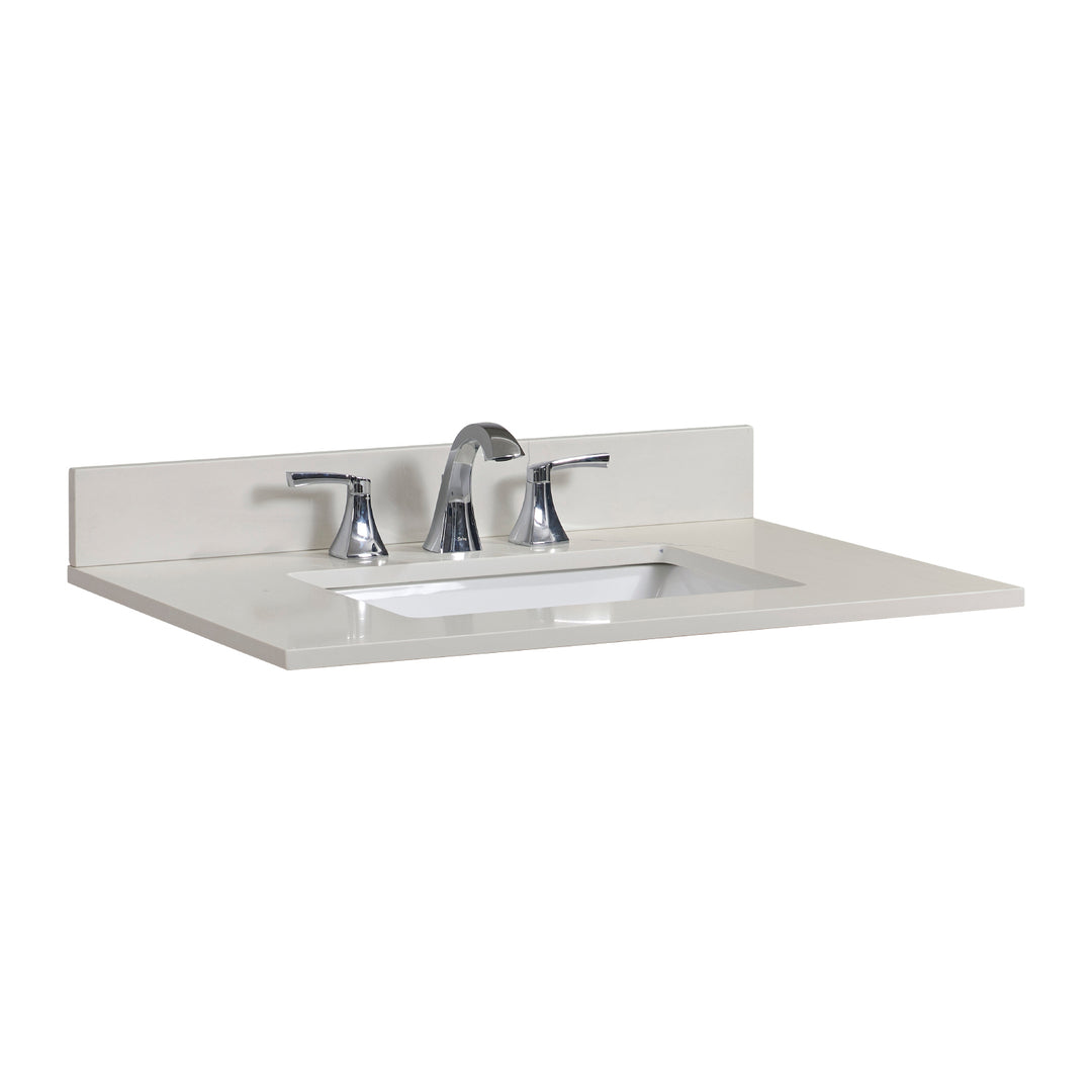 Belluno Composite Stone Vanity Top in Milano White with White Sink