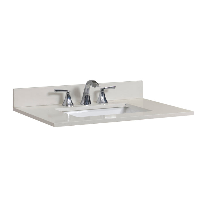 Belluno Composite Stone Vanity Top in Milano White with White Sink