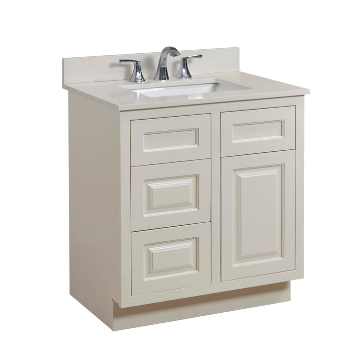 Belluno Composite Stone Vanity Top in Milano White with White Sink