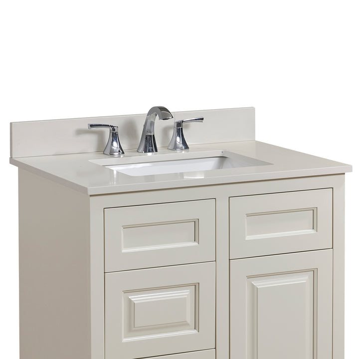 Belluno Composite Stone Vanity Top in Milano White with White Sink