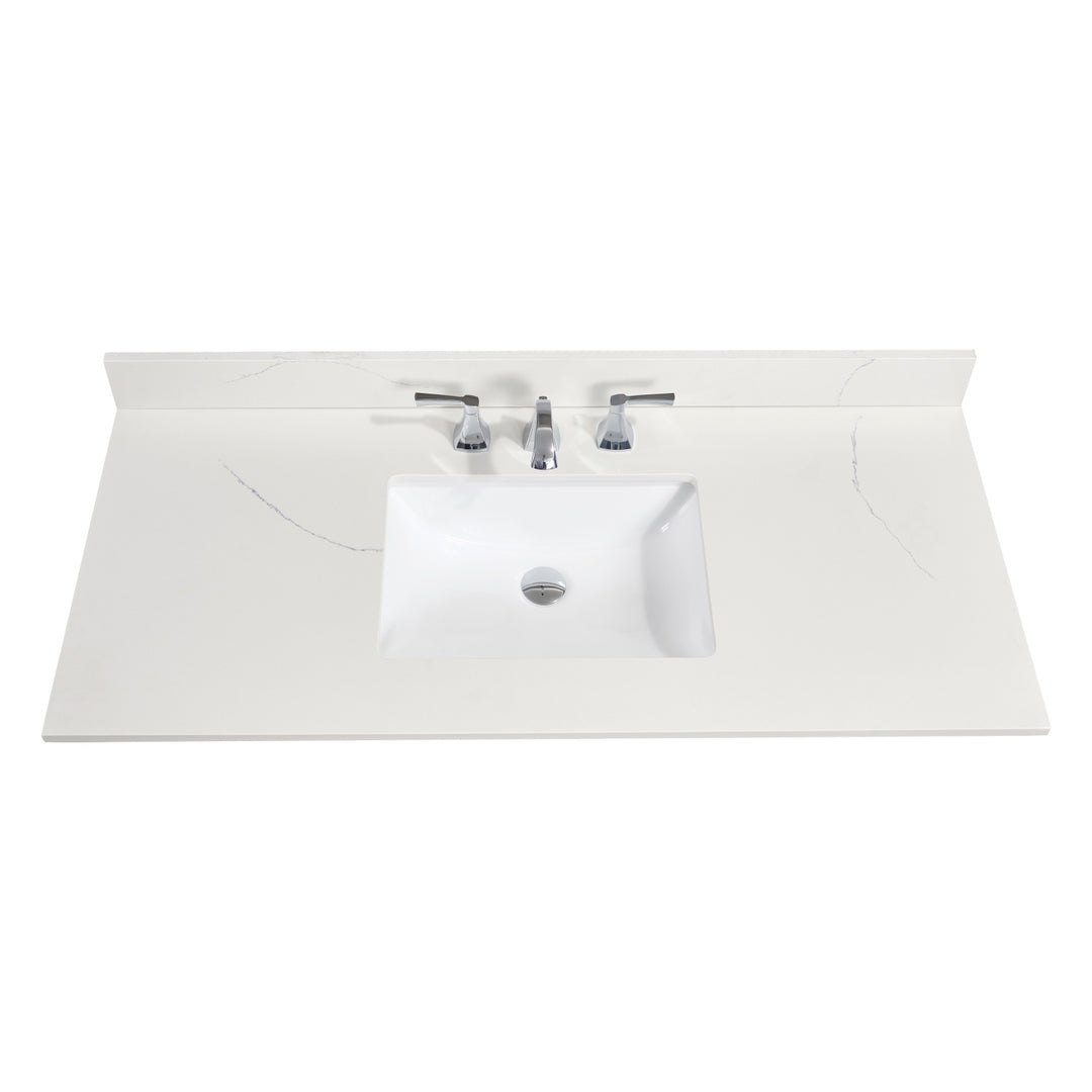 Belluno Composite Stone Vanity Top in Milano White with White Sink