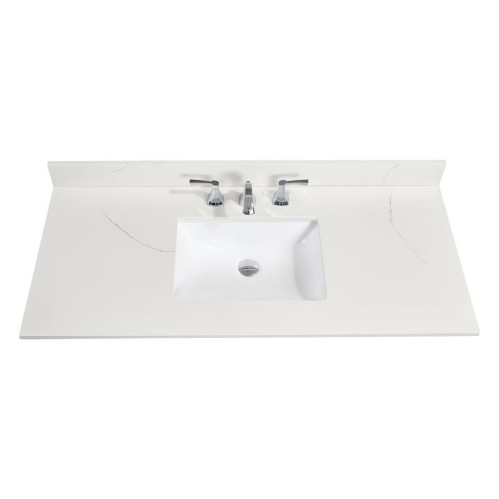 Belluno Composite Stone Vanity Top in Milano White with White Sink