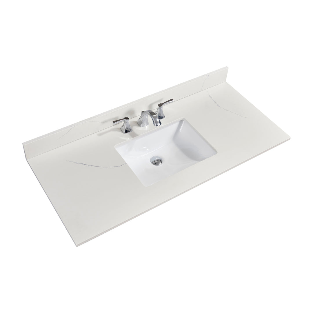 Belluno Composite Stone Vanity Top in Milano White with White Sink