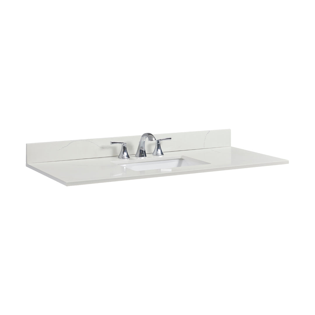 Belluno Composite Stone Vanity Top in Milano White with White Sink