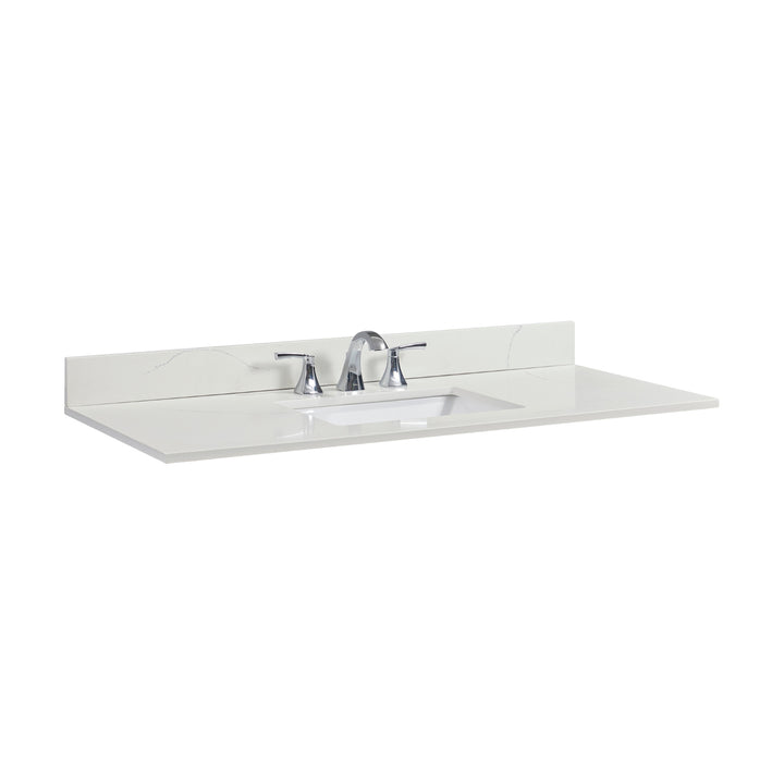 Belluno Composite Stone Vanity Top in Milano White with White Sink