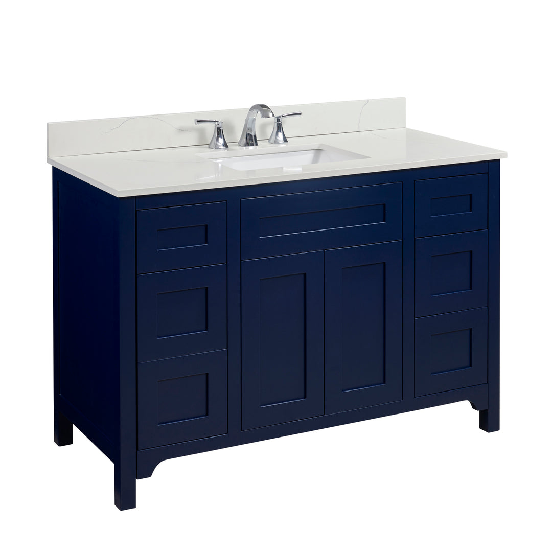 Belluno Composite Stone Vanity Top in Milano White with White Sink