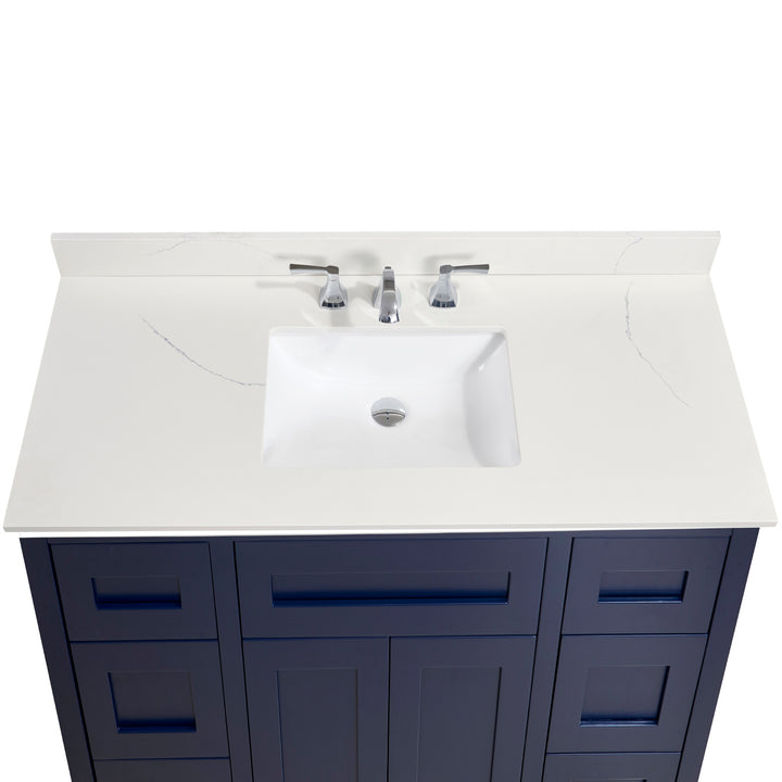Belluno Composite Stone Vanity Top in Milano White with White Sink