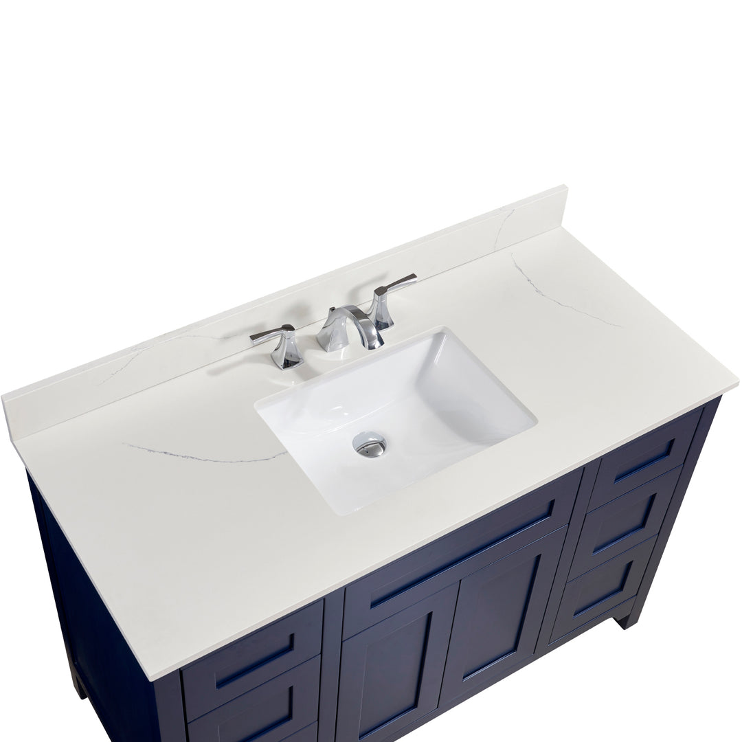 Belluno Composite Stone Vanity Top in Milano White with White Sink