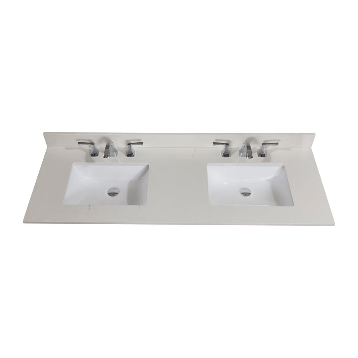 Belluno Composite Stone Vanity Top in Milano White with White Sink - Pre-drilled for an 8 in. widespread faucet