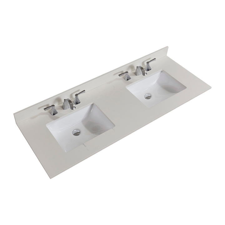Belluno Composite Stone Vanity Top in Milano White with White Sink - Pre-drilled for an 8 in. widespread faucet