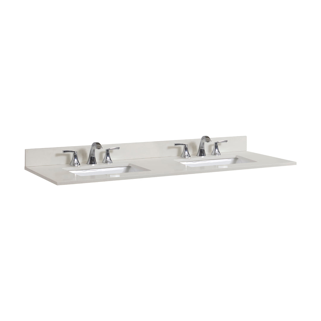 Belluno Composite Stone Vanity Top in Milano White with White Sink - Pre-drilled for an 8 in. widespread faucet