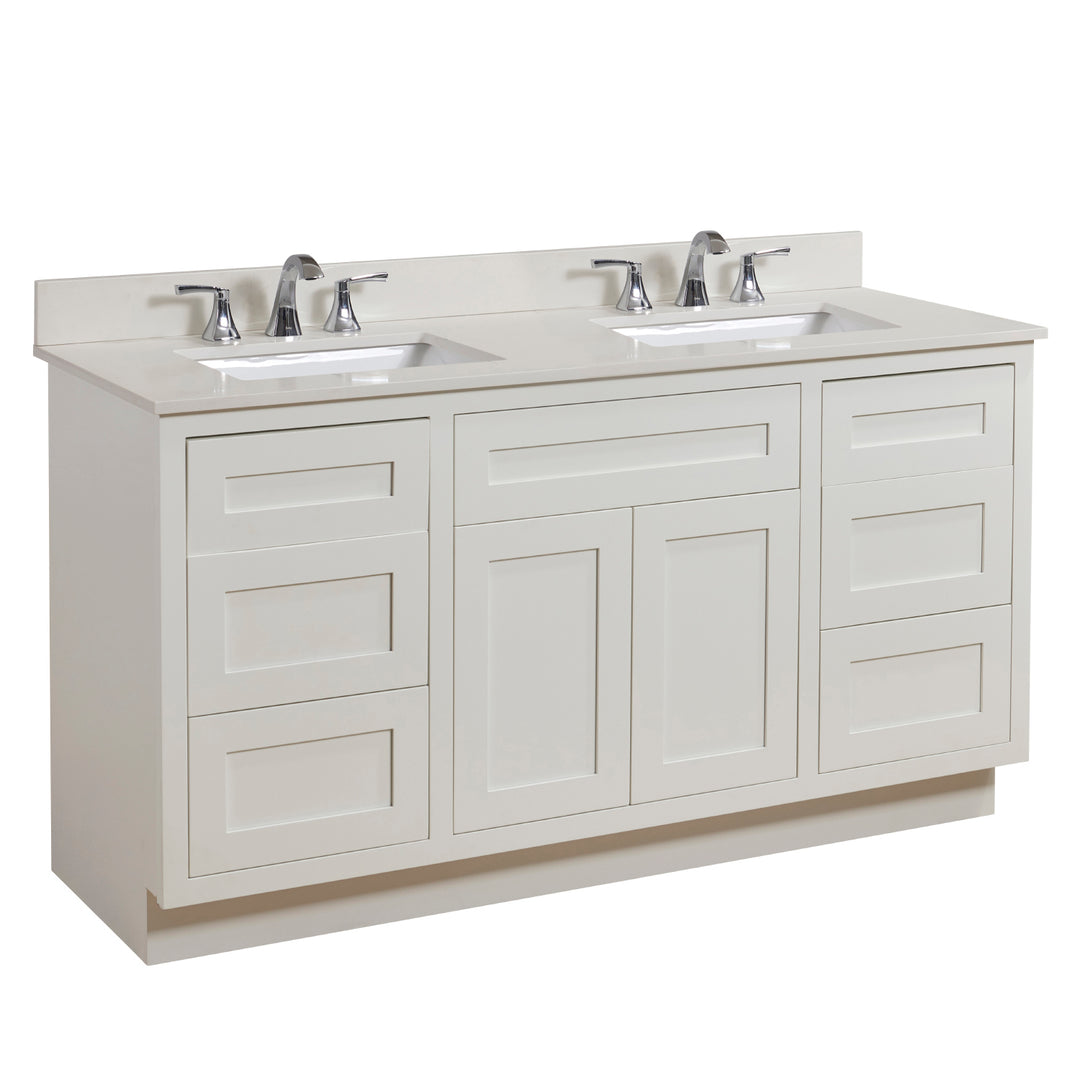 Belluno Composite Stone Vanity Top in Milano White with White Sink - Pre-drilled for an 8 in. widespread faucet