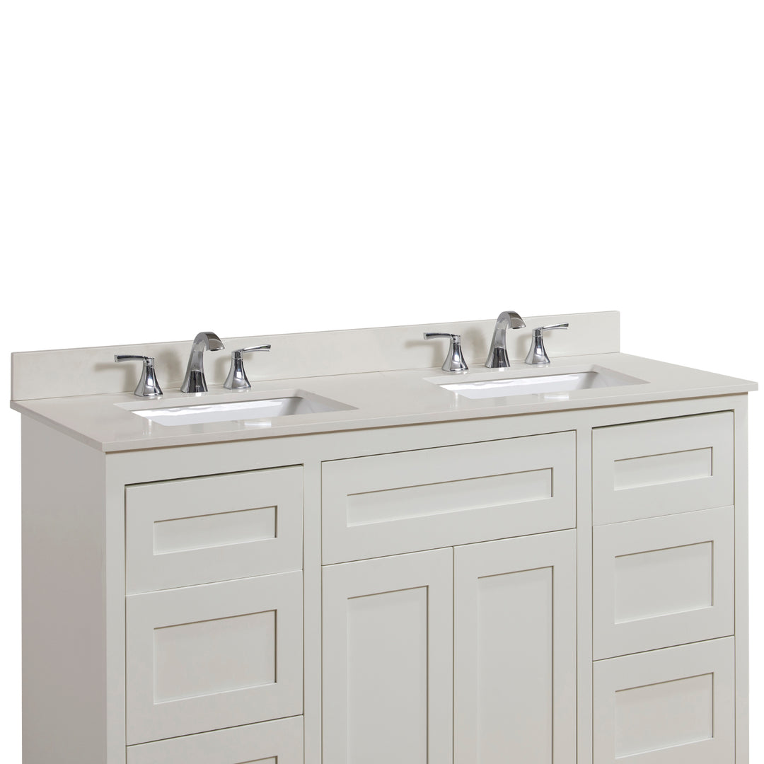 Belluno Composite Stone Vanity Top in Milano White with White Sink - Pre-drilled for an 8 in. widespread faucet