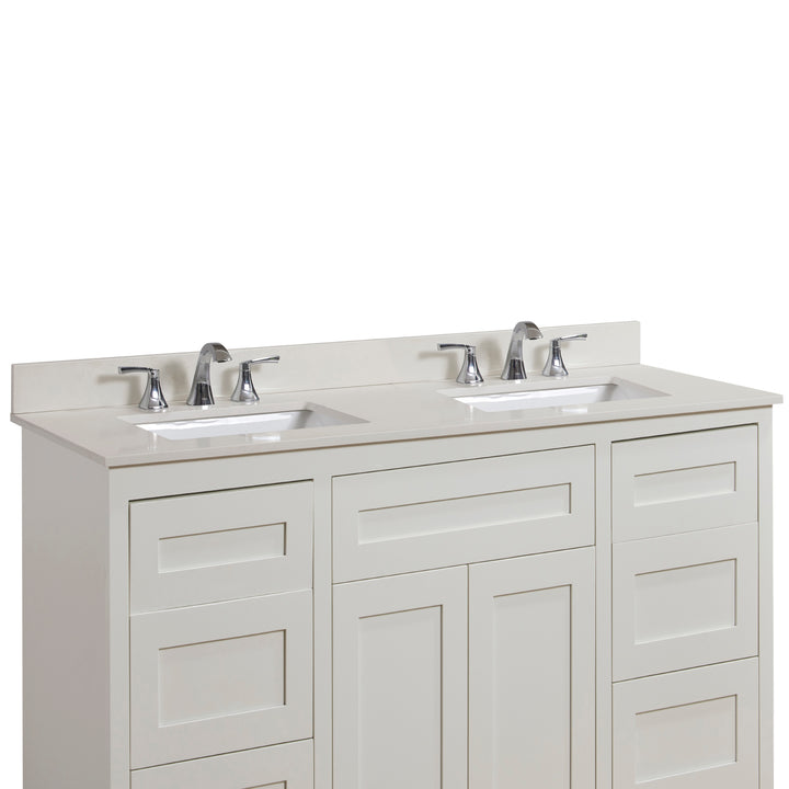 Belluno Composite Stone Vanity Top in Milano White with White Sink - Pre-drilled for an 8 in. widespread faucet
