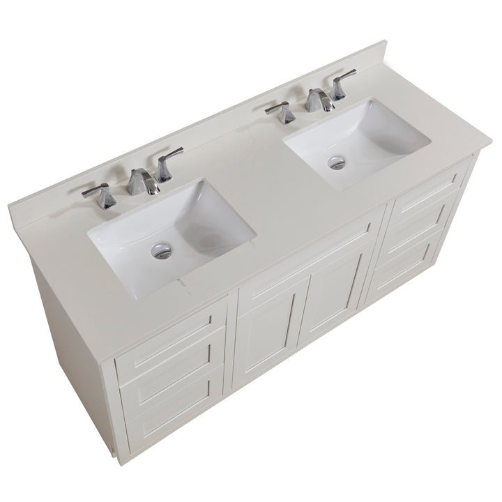 Belluno Composite Stone Vanity Top in Milano White with White Sink - Pre-drilled for an 8 in. widespread faucet