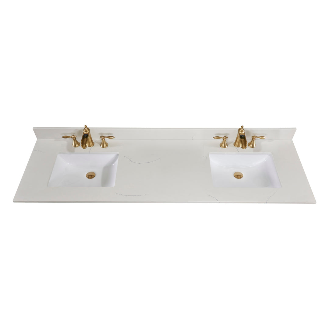 Belluno Composite Stone Vanity Top in Milano White with White Sink - Pre-drilled for an 8 in. widespread faucet