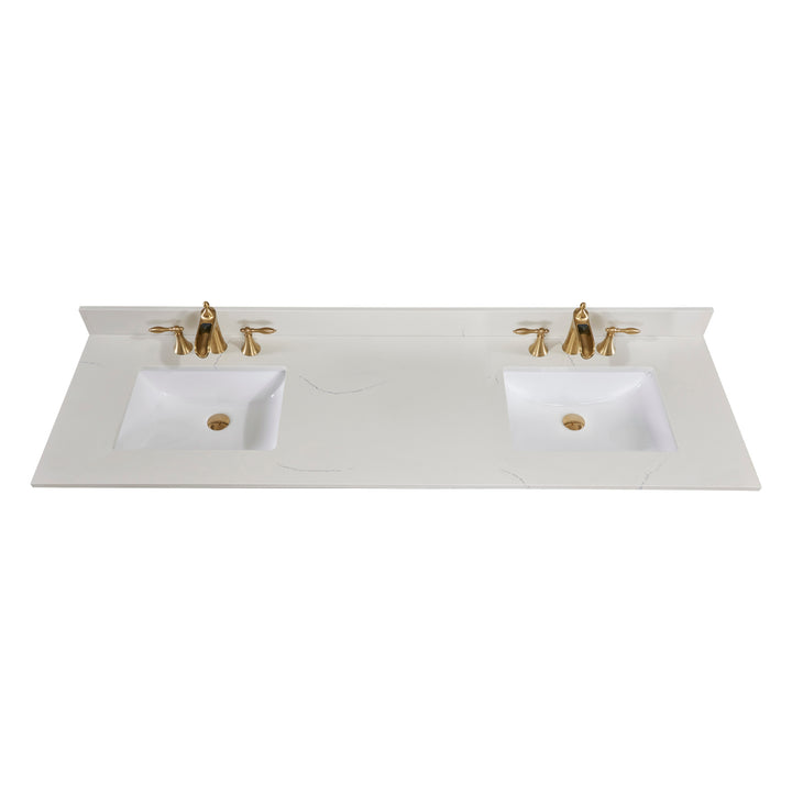 Belluno Composite Stone Vanity Top in Milano White with White Sink - Pre-drilled for an 8 in. widespread faucet