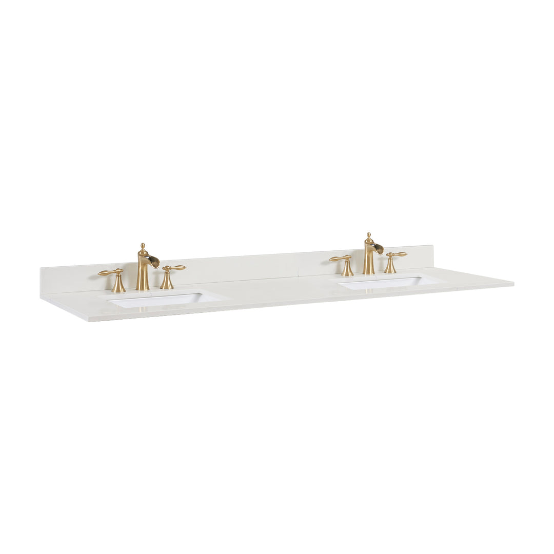 Belluno Composite Stone Vanity Top in Milano White with White Sink - Pre-drilled for an 8 in. widespread faucet