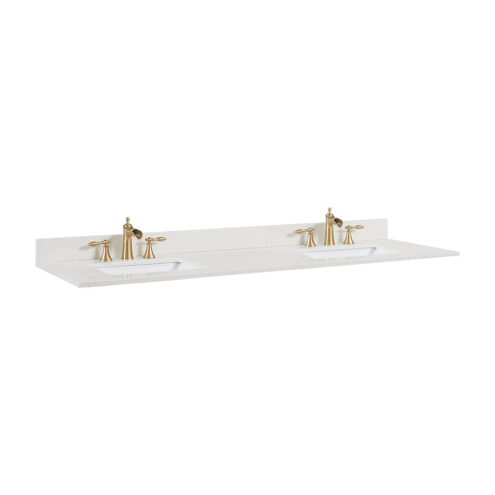 Belluno Composite Stone Vanity Top in Milano White with White Sink - Pre-drilled for an 8 in. widespread faucet