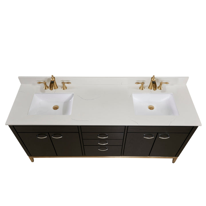 Belluno Composite Stone Vanity Top in Milano White with White Sink - Pre-drilled for an 8 in. widespread faucet