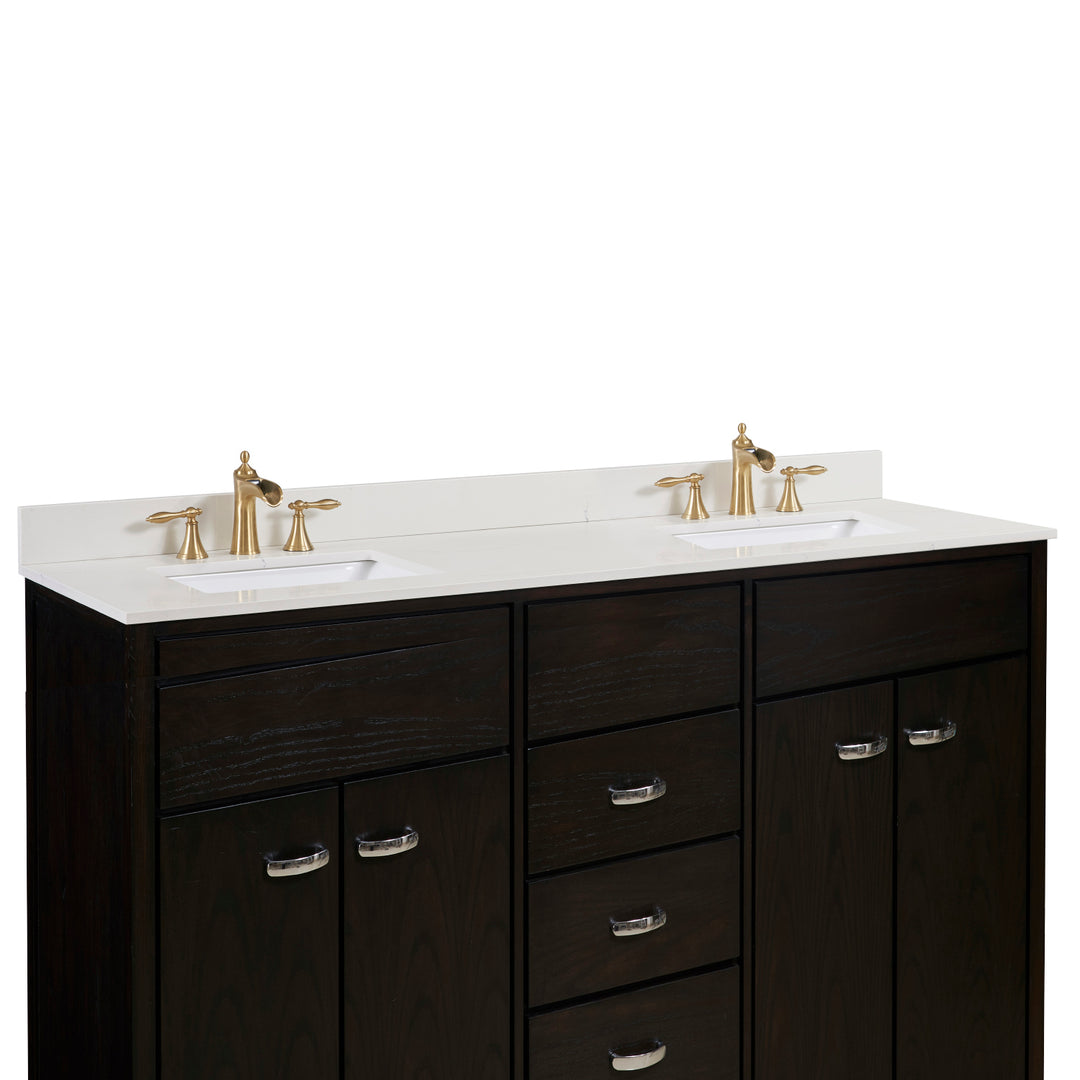 Belluno Composite Stone Vanity Top in Milano White with White Sink - Pre-drilled for an 8 in. widespread faucet