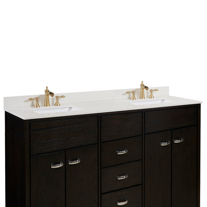 Belluno Composite Stone Vanity Top in Milano White with White Sink - Pre-drilled for an 8 in. widespread faucet