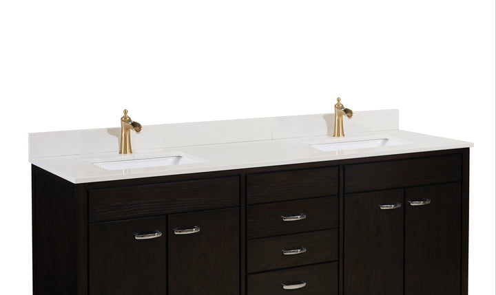 Belluno Composite Stone Vanity Top in Milano White with Two White Sink