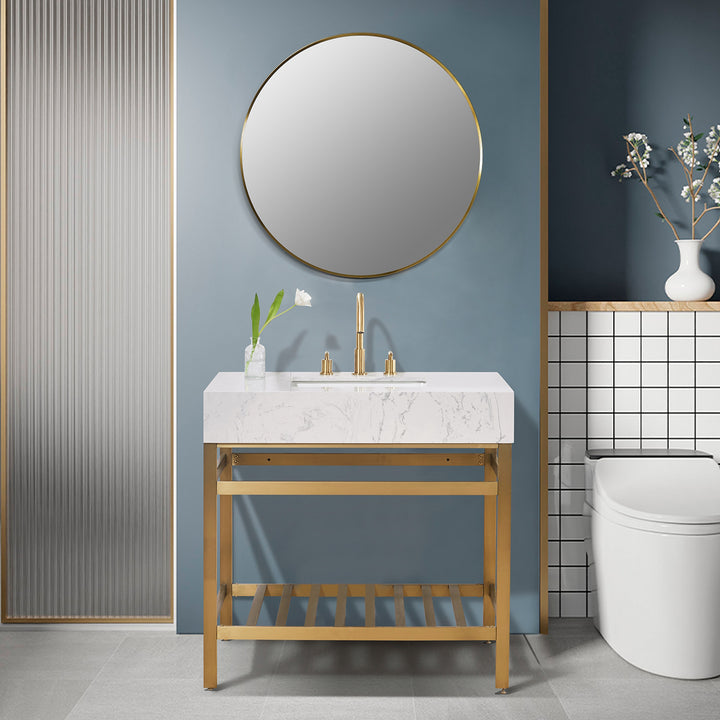 Merano 36" Single Stainless Steel Vanity Console