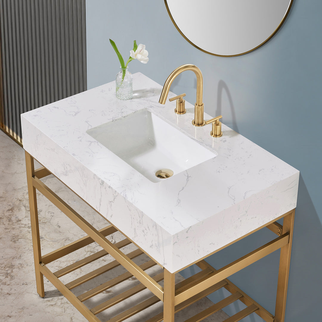 Merano 36" Single Stainless Steel Vanity Console