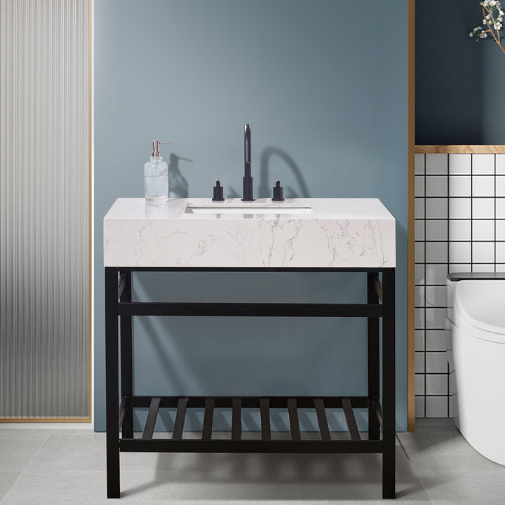 Merano 36" Single Stainless Steel Vanity Console