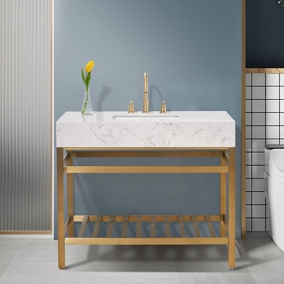 Merano 42" Single Stainless Steel Vanity Console