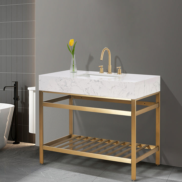 Merano 42" Single Stainless Steel Vanity Console