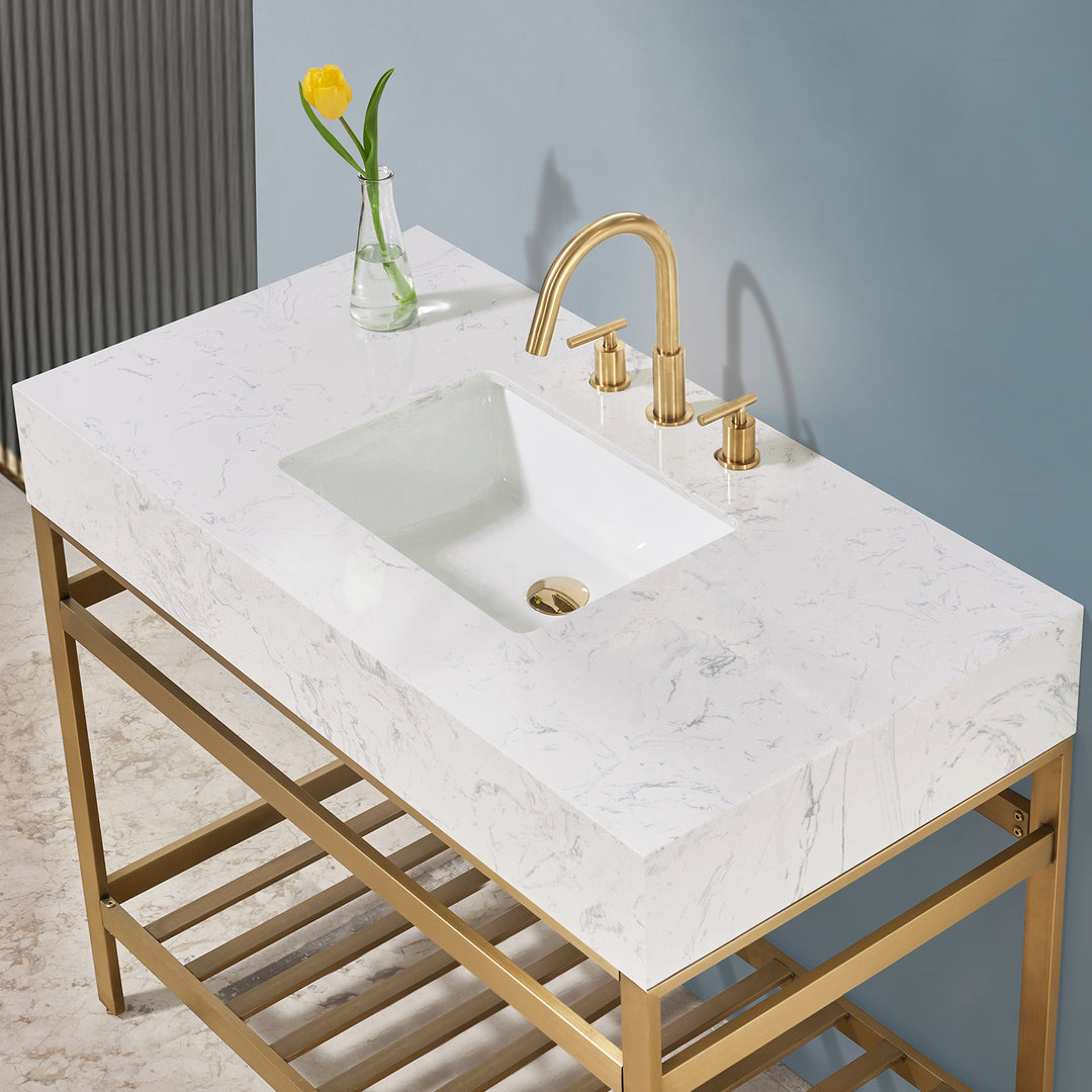 Merano 42" Single Stainless Steel Vanity Console