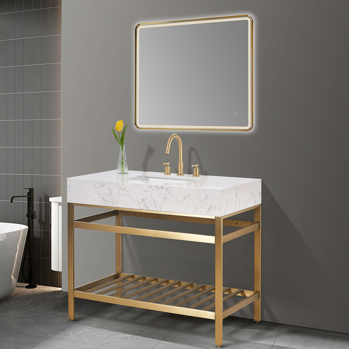 Merano 42" Single Stainless Steel Vanity Console