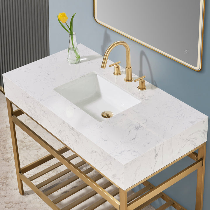 Merano 42" Single Stainless Steel Vanity Console