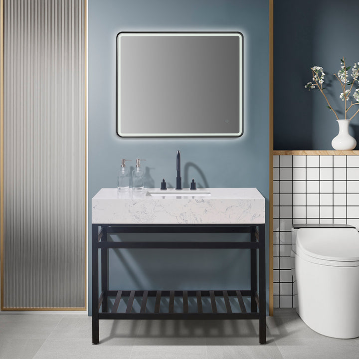 Merano 42" Single Stainless Steel Vanity Console