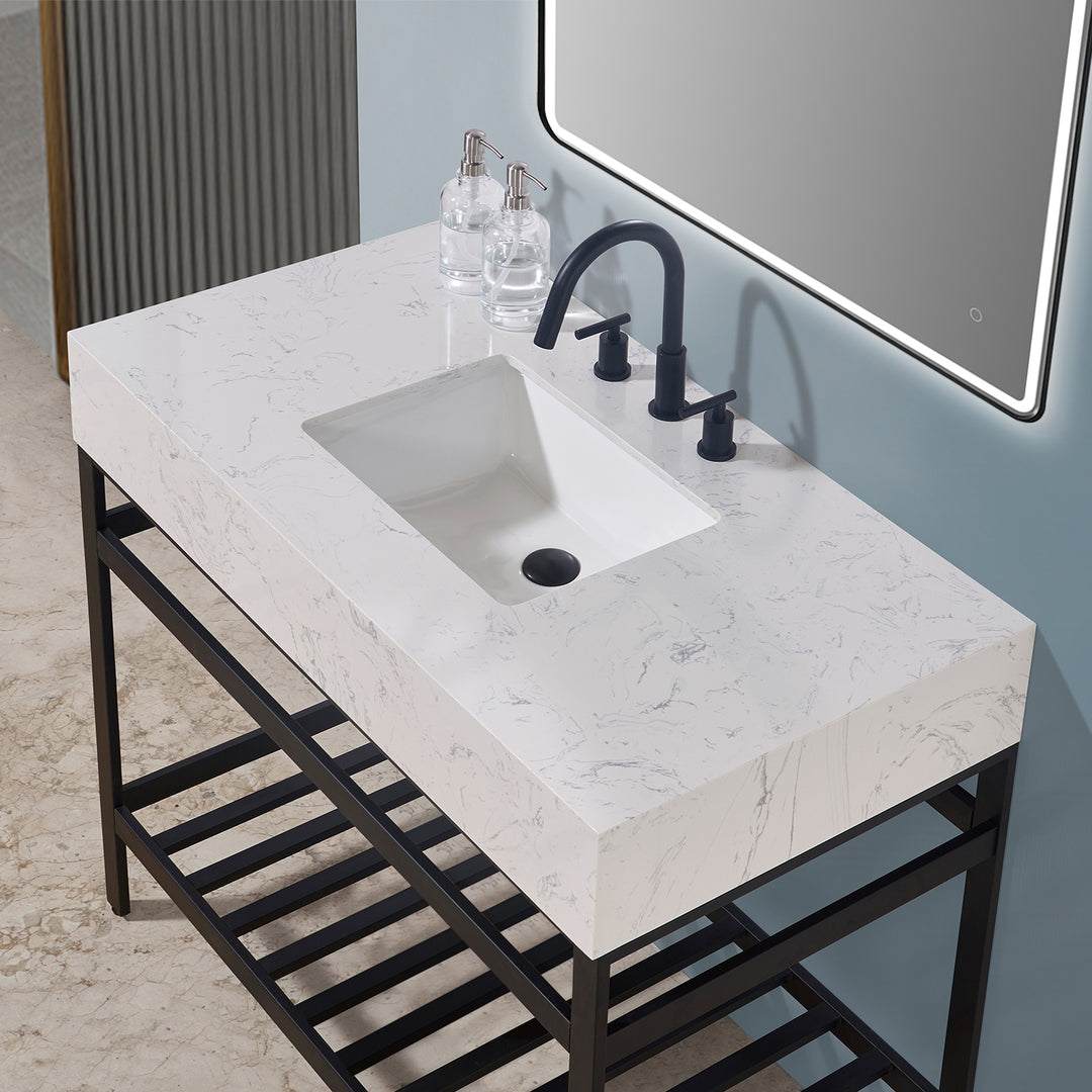 Merano 42" Single Stainless Steel Vanity Console
