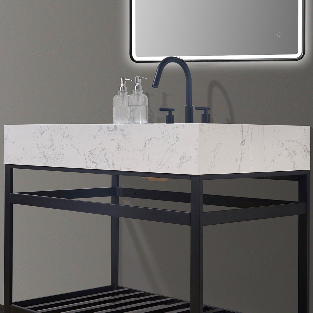 Merano 42" Single Stainless Steel Vanity Console