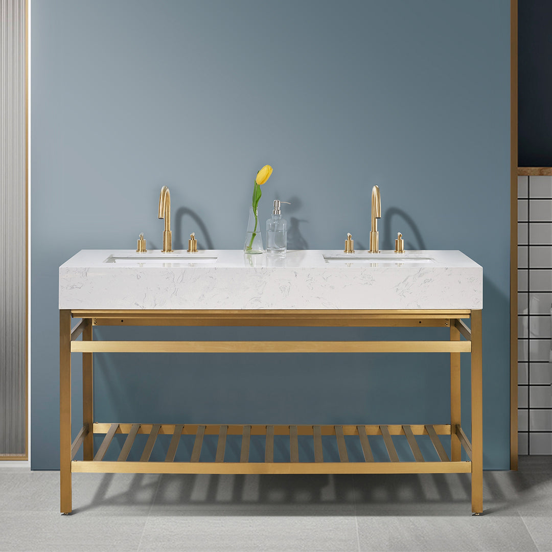 Merano 60" Double Stainless Steel Vanity Console