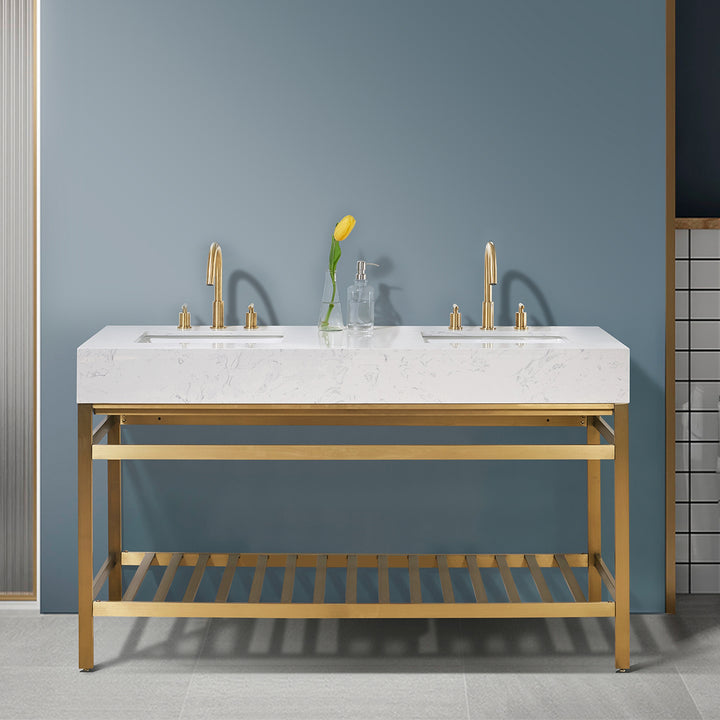 Merano 60" Double Stainless Steel Vanity Console