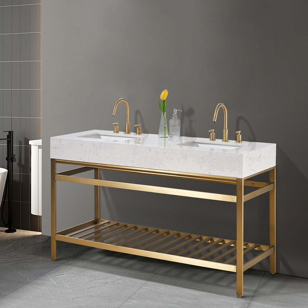 Merano 60" Double Stainless Steel Vanity Console