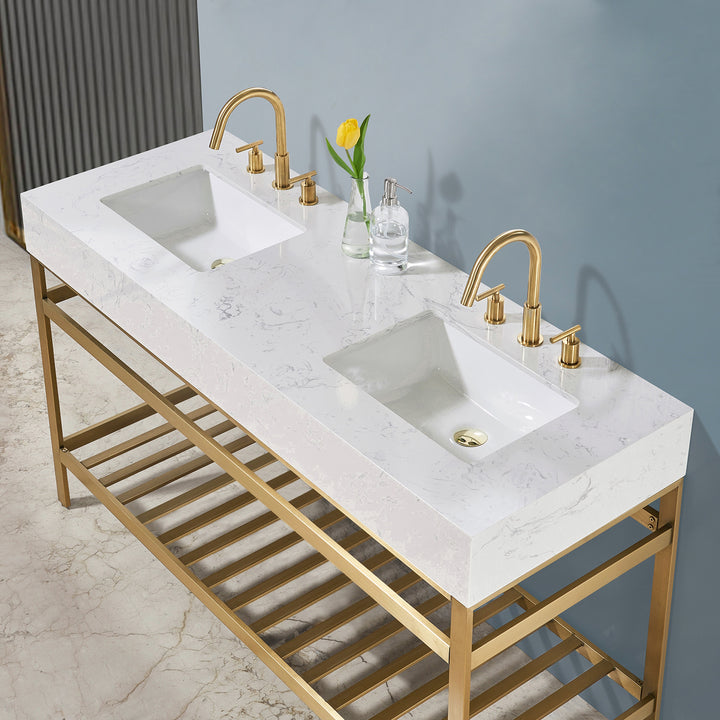 Merano 60" Double Stainless Steel Vanity Console
